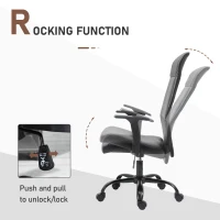 Vinsetto Morden High-Back Office Chair Faux Leather Rocking Swivel Computer Home Desk Chair with Adjustable Height, Metal Legs, Armrest, Wheels, Black(m-5)