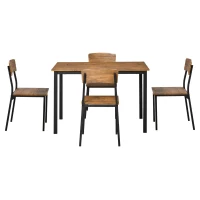HOMCOM 5 Piece Modern Industrial Dining Table and Chairs Set for Small Space, kitchen, Dining room, Dark Walnut(m-11)