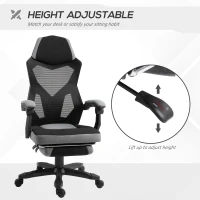 Vinsetto Home Office Chair Adjustable Height Recliner with Retractable Footrest, Mesh Back - Gray(m-4)