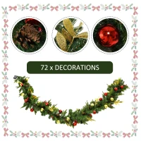 HOMCOM 9FT Pre-Lit Christmas Garland Decoration Artificial Greenery w/ Pine Cone  Ball(m-5)