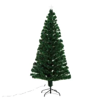 Open Box HOMCOM 6ft Artificial Pre-Lit Fiber Optic Holiday Christmas Tree with 28 LED Lights(m-8)