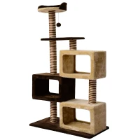 PawHut 51-inch Multi-Level Cat Tree Kitten Scratcher Post with 3 Condos Cat Play House Activity Centre w/Toy(m-1)