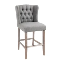 HOMCOM Counter Height Bar Stools Set of 2, Upholstered 26.75" Seat Height Barstools, Light Gray(m-13)