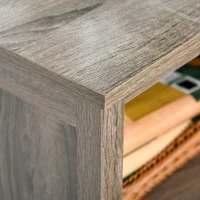 HOMCOM Accent Sideboard, Serving Storage Buffet Cabinet with 2 Open Components, Glass Door Coffee Bar Cabinet and Adjustable Shelf, Oak(m-15)