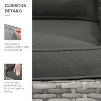 Outsunny 3 Pieces Wicker Patio Furniture Set, Rattan Bistro Set with 2-Tier Coffee Table, Extra Wide Chairs and Cushions, Outdoor Conversation Set for Garden, Porch, Balcony, Grey(m-6)