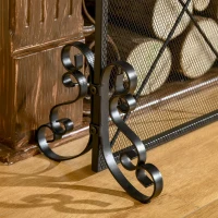 HOMCOM 41x32in Single Panel Fireplace Screen, Steel Mesh Fire Spark Guard Cover Art Modern Decoration for Living Room, Black(m-7)