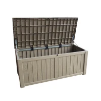 Outsunny Plastic Deck Storage Container Box Outdoor Garden Bench Patio Furniture 77 Gal with Handles, Padlock Eyes, 56" x 26" x 24"(m-7)