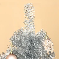 HOMCOM 6ft Unlit Full Pine Artificial Christmas Tree with Realistic Branches, Fake Holiday Tree with 1000 Tips, Silver(m-10)
