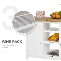 HOMCOM Wooden Storage Sideboard, Buffet Cabinet with Shelf, Wine Rack, 2 Drawers, White/Oak(m-5)