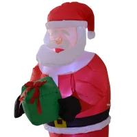 HOMCOM 8FT Tall Inflatable Santa Holding Gift Box Outdoor Lighted Airblown Christmas Decoration Holiday Lawn Yard Decor(m-6)