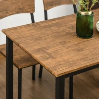 HOMCOM 5 Piece Modern Industrial Dining Table and Chairs Set for Small Space, kitchen, Dining room, Dark Walnut(m-13)