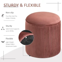 HOMCOM 15'' Small Padded Ottoman Foot Stool with Wrinkle Fabric Design, Thick Sponge Padding and Solid Base, Rose Gold(m-7)