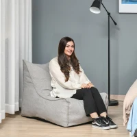 HOMCOM Bean Bag Chair, Stuffed Large Lounger for Indoors, Includes Washable Cover, Side Pockets and Backrest, for Kids and Adults, Grey(m-7)