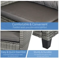 Outsunny 4 Pieces Patio Furniture Sets with Cushions, PE Rattan Wicker Conversation Chairs with Two-Tier Coffee Table for Backyard Porch Garden Poolside and Deck, Charcoal Gray(m-7)