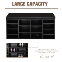 HomCom Upholstered Shoe Entryway Bench Rack with Comfortable PU Cushion Bench & Flexible Shelving Options, Brown(m-6)