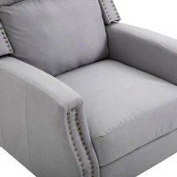 HOMCOM Reclining Manual Sofa Chair with 135 Degree Pushback, and Retractable Footrest, Grey(m-10)