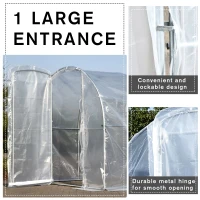 Outsunny Outdoor Portable Polytunnel Greenhouse w/ PE Cover Walk-In(m-4)