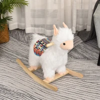 Qaba Kids Ride On Rocking Horse Sheep Style with Handle Grip Saddle Traditional Toy Gift for Children 18-36 Months Rocking Toy for Toddler White(m-1)