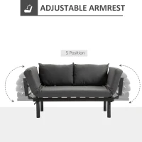 HOMCOM Single Person Chaise Lounger, Modern Sofa Bed with 5 Adjustable Positions, 2 Large Pillows, and Birch Legs, Charcoal Grey(m-5)