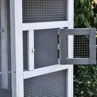 PawHut 60" Wooden Outdoor Bird Cage for Finches, Parakeet, Large Bird Cage with Removable Bottom Tray 4 Perch, Light Gray(m-10)