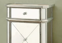 Monarch 29" Contemporary Mirrored Accent Side End Table Chest with Storage Drawer - Brushed Silver Trim(m-3)