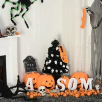 HOMCOM 3ft Tall Pre-Lit Douglas Fir Artificial Christmas Tree with Realistic Branches, 90 Multi-Color LED Lights, Fiber Optics, and 90 Tips, Black(m-11)