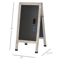 Vinsetto Magnetic A-Frame Sidewalk Chalkboard Sign 40” x 20” Sturdy Freestanding Wooden Sandwich Board with Eraser - Oak(m-3)