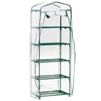 Outsunny 27'' x 19'' x 76'' 5 Tier Mini Greenhouse Outdoor Flower Stand Transparent PVC Cover Steel Frame(m-2)