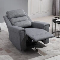 HOMCOM Modern Recliner Chair Linen Fabric Single Sofa Home Theater Seating with Overstuffed Armrest and Back, Grey(m-10)