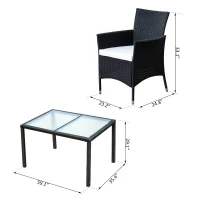 Outsunny 7pcs Outdoor Rattan Dining Set Wicker Furniture Cushioned Seat 6 Armchair 1 Glass Table Garden Patio All Weather Sectional Set(m-3)