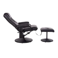 HOMCOM Massaging Faux Leather Recliner Chair and Ottoman Set, Swivel Vibration Massage Lounge Chair with Remote Control for Living Room, Bedroom, or Office, Black(m-8)