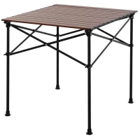 Outsunny Portable Roll-up Aluminum Folding Picnic Table Outdoor Lightweight BBQ Party, with Carrying Bag(m-2)