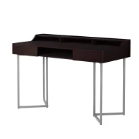 Monarch 48" Contemporary Compact Computer Writing Desk with Angular Legs - Cappuccino / Silver Metal(m-1)