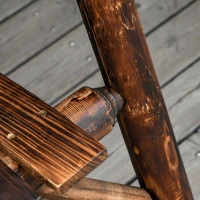 Outsunny Patio Wooden Double Adirondack Chair with Coffee Table Garden Loveseat Bench Vintage Carbonized Color(m-9)