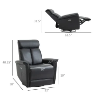 HOMCOM Modern Electronic Power Recliner with 360 Swivel Rotation, USB Charging Port and Footrest, Black(m-3)