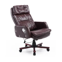 HOMCOM Faux Leather Reclining Office Chair Seat with Adjustable Backrest (Brown)(m-2)