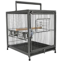 PawHut 22" Bird Carrier Cage Parrot Macaw Travel Cage Portable Elevated Aviary House with Feeding Bowls(m-2)