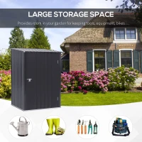 Outsunny Metal Outdoor Storage Shed, 3.3' x 3.4', with Lockable Doors, Compact Garden Tool Organizer, Gray(m-6)