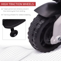 Aosom 6V Kids Motorcycle Dirt Bike Electric Battery-Powered Ride-On Toy Off-road Street Bike for Children with Rechargeable Battery, Pedal, Horn, Headlights, and Training Wheels for Balance White(m-6)