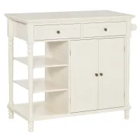 HOMCOM Vintage Kitchen Island with 3-Tier Open Shelving, Storage Cabinet with Drawers & Wood Legs, Adjustable Shelf for Living Room, Coffee Bar, White(m-1)
