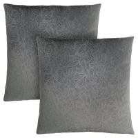 Monarch 18" x 18" Floral Velvet Decorative Throw Pillow (Set of 2) - Dark Grey(m-1)