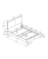 Monarch Full Size Contemporary Upholstered Bed Frame with Wood Legs - Dark Brown Leather Look(m-4)