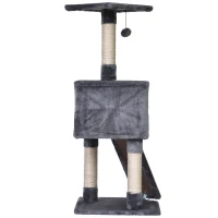 PawHut Sisal Scratching Posts Condo Cat Tree 3-Level Cat Tower W/ Ladder(m-9)