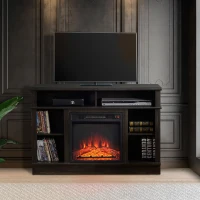 HOMCOM Electric Fireplace TV Stand Console for TV's up to 50", Living Room Storage Cabinet, Entertainment Center with Adjustable Shelves, 6 Cubby Storage and Cable Management, Espresso(m-2)