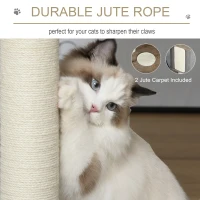PawHut 34" Cat Tree Tower Activity Center with Natural Jute Scratch Material, Cushions on Each Platform, & Condo Area(m-5)