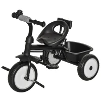 Qaba Baby Tricycle 2 In 1 Trike with Adjustable Canopy Detachable Guardrail Belt for Age 6-60 Months, Grey(m-10)