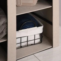 HOMCOM Modern Folding Shoe Storage Bench with Flipping Lid, Ottoman Bench for Bedroom & Hallway with 9 Cubes, Beige(m-8)