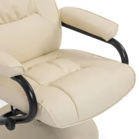 HomCom Ergonomic Faux Leather Lounge Armchair Recliner And Ottoman Set - Cream White(m-17)