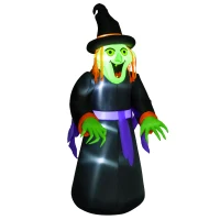 HOMCOM 8.3ft Halloween Inflatable Witch, LED Lighted for Home Indoor Outdoor Garden Lawn Decoration Party Prop, Black(m-2)