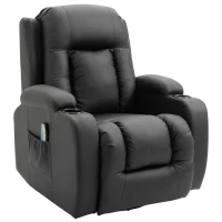 HOMCOM Luxury Faux Leather Heated Vibrating 8 Point Massage Recliner Chair with 360 Swivel and Remote, Black(m-1)